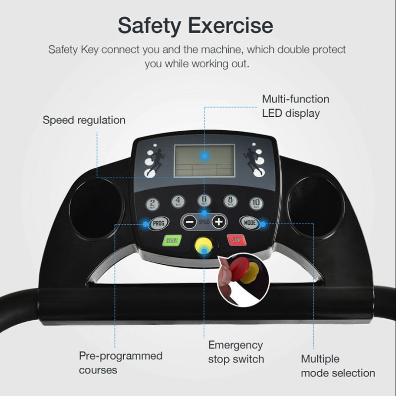 Indoor Running, Walking, Warm-Up Exercise, Heart Rate Measurement, Manual Speed Adjustment, Foldable Multifunctional Treadmill