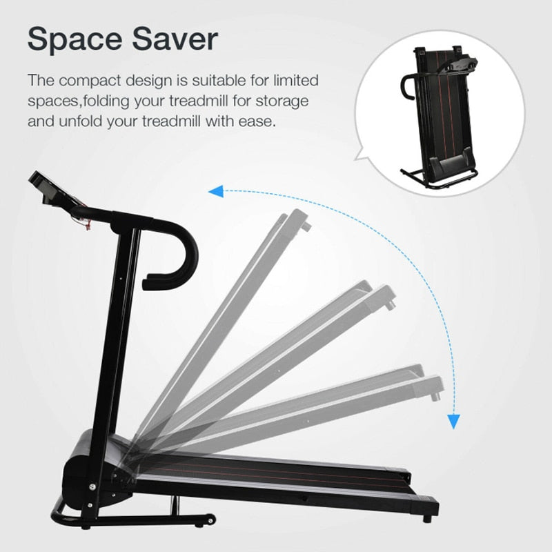 Indoor Running, Walking, Warm-Up Exercise, Heart Rate Measurement, Manual Speed Adjustment, Foldable Multifunctional Treadmill
