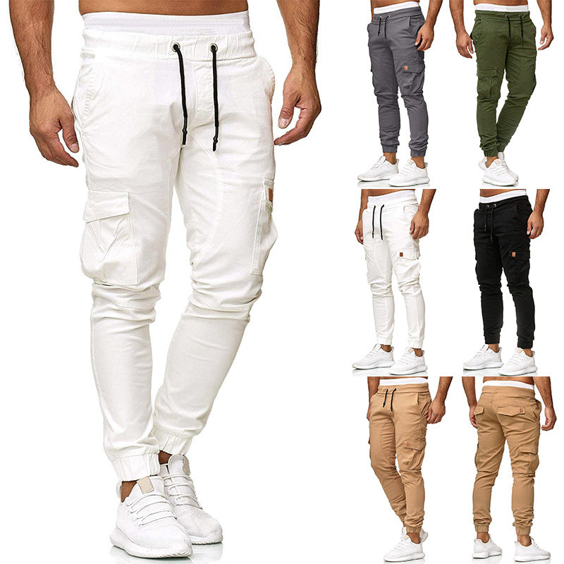 Men's Fashion Leather Tie Waist Belt Slim Fit And Foot Casual Trousers