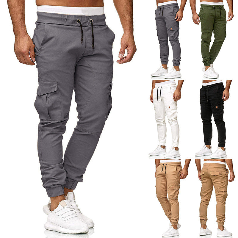 Men's Fashion Leather Tie Waist Belt Slim Fit And Foot Casual Trousers