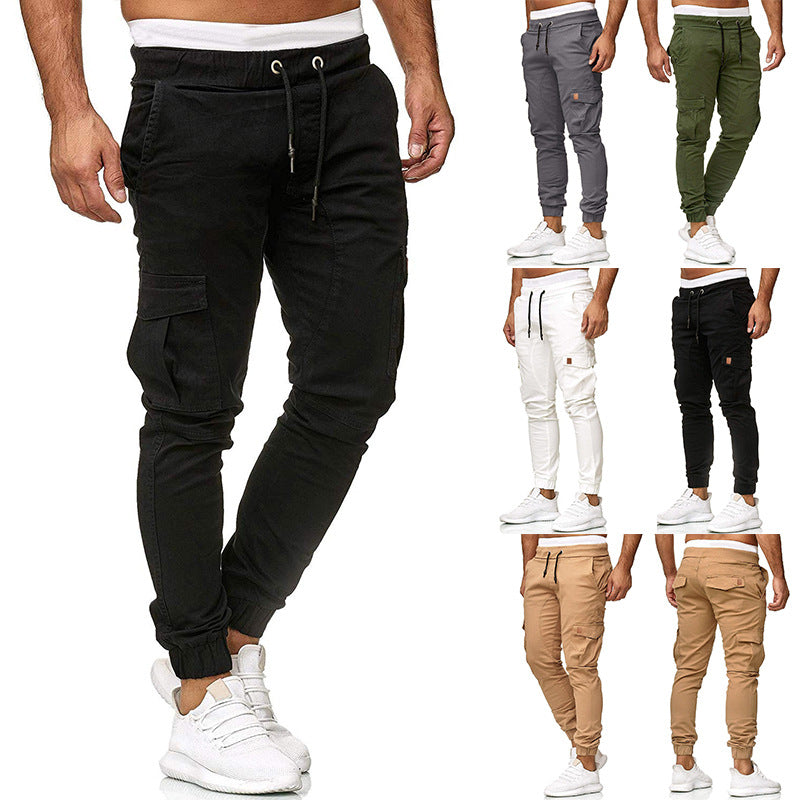 Men's Fashion Leather Tie Waist Belt Slim Fit And Foot Casual Trousers
