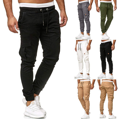 Men's Fashion Leather Tie Waist Belt Slim Fit And Foot Casual Trousers