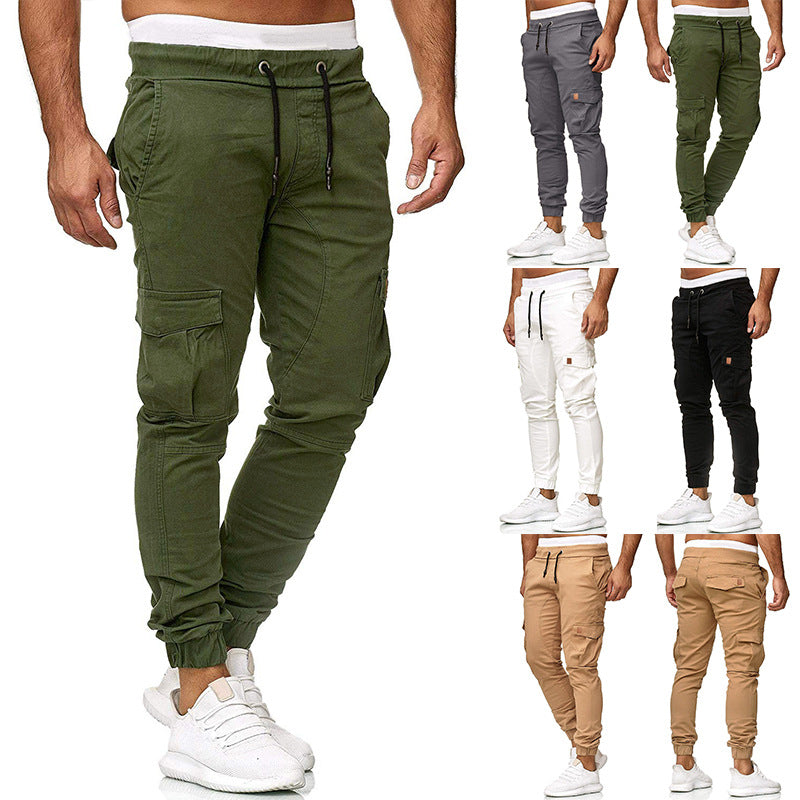 Men's Fashion Leather Tie Waist Belt Slim Fit And Foot Casual Trousers