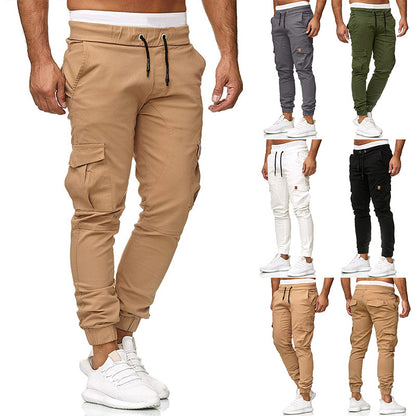 Men's Fashion Leather Tie Waist Belt Slim Fit And Foot Casual Trousers