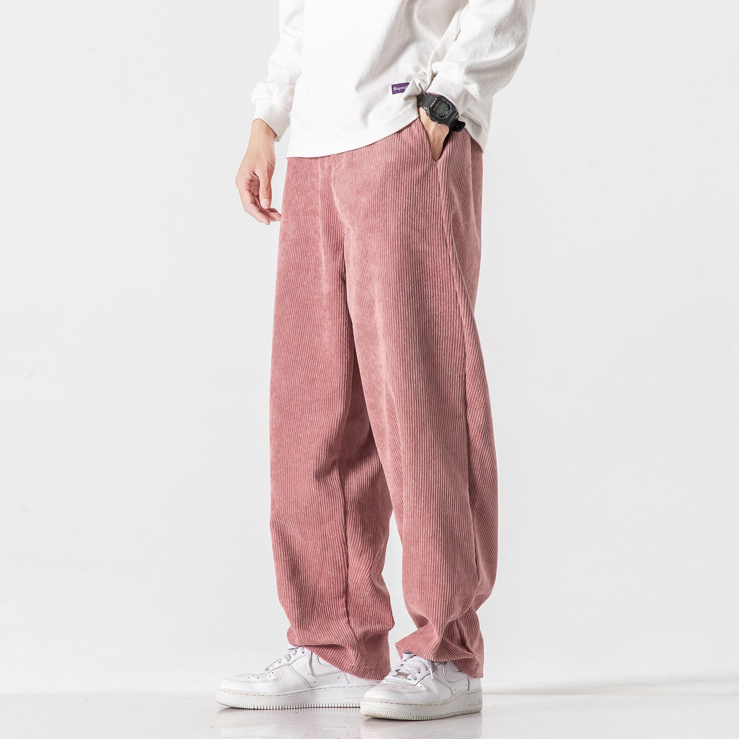 Loose draped corduroy trousers