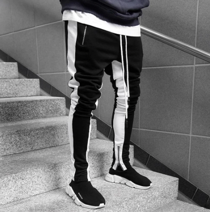 Men's Gym Slim Tapered Sweatpants Workout Jogging Pants Fitness Zipper Pockets