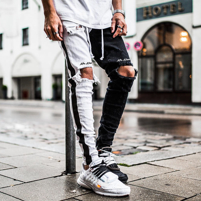 Men's casual pants with holes