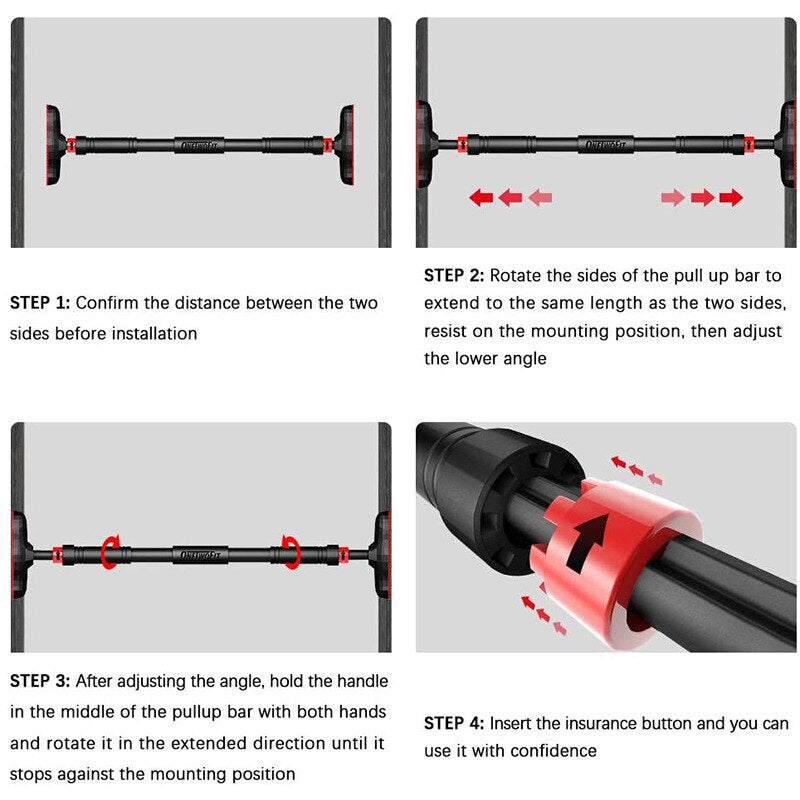 Adjustable Pull Up Bar Doorway Home Gym Wall Horizontal Bar Aadult Kids Men Bodybuilding Chin-up Workout Bar Fitness Equipment